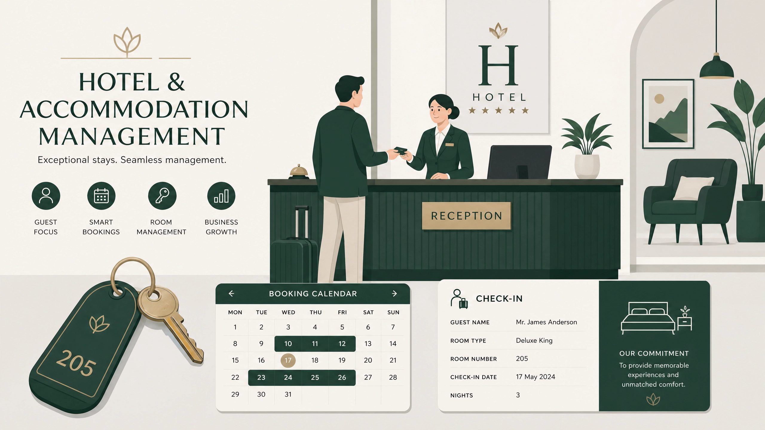 Hotel booking and reception interface